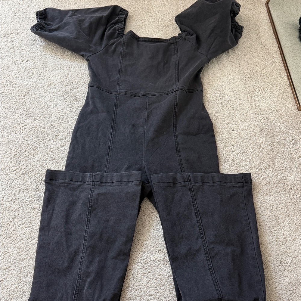 Madden Girl Black Puff Sleeve Jumpsuit